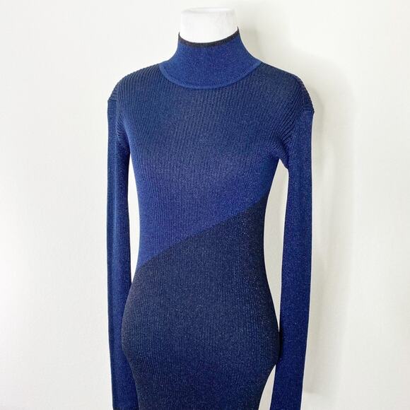 La Ligne Mel Two-Tone Metallic Ribbed Knit Dress - Picture 6 of 8